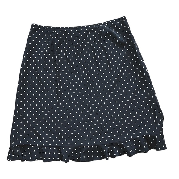 ANN TAYLOR NWOT SILK BLACK & WHITE POLKA DOT RUFFLE HEM SKIRT | LINED SIZE: 14 - Picture 7 of 8